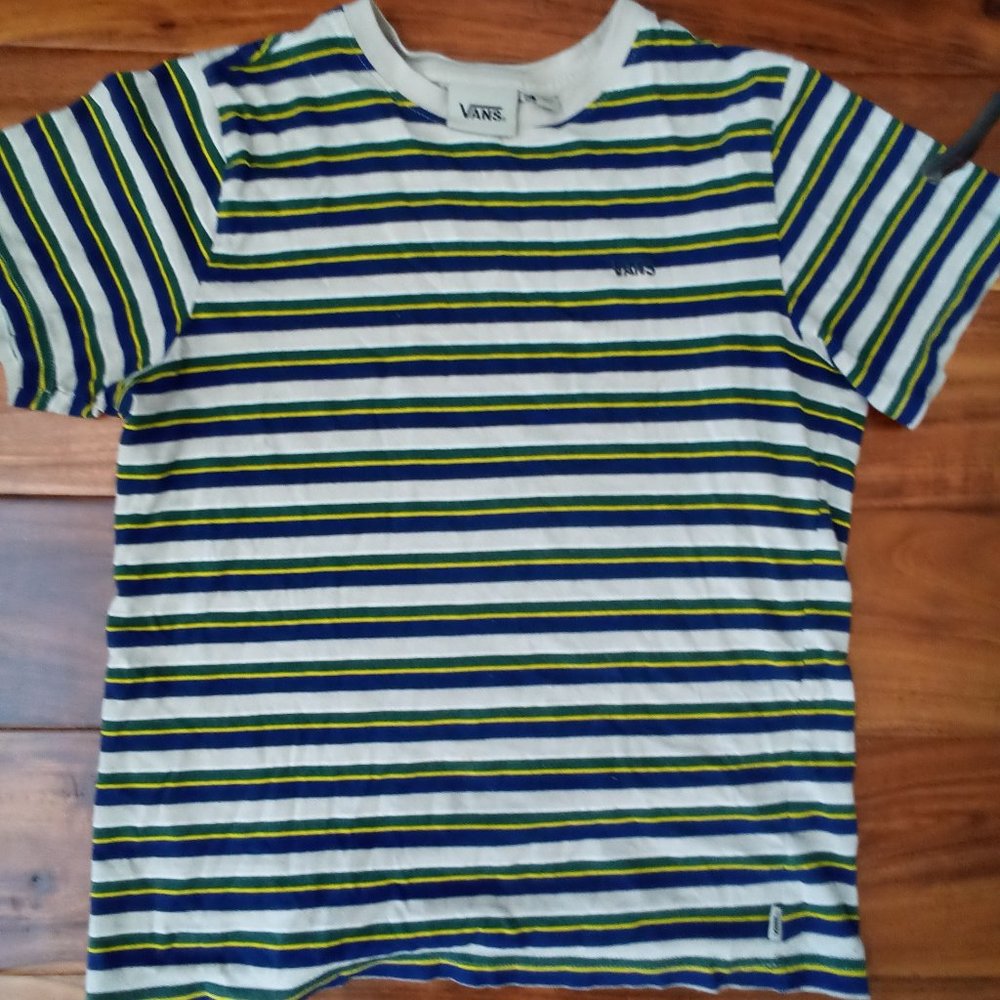 Vans green yellow and blue stripes shirt. Size M
